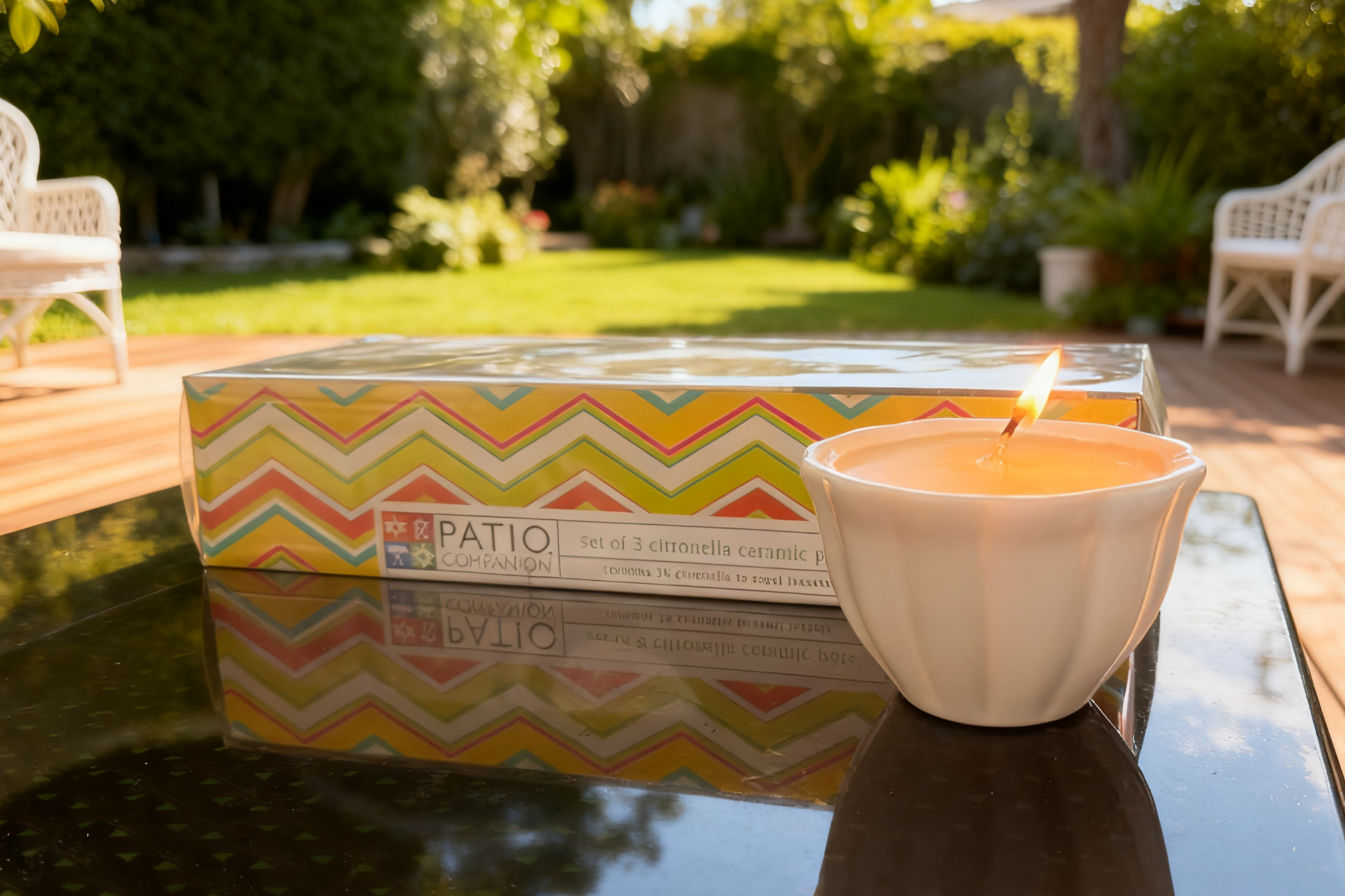 3pk Ceramic bowl  Filled Candle